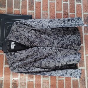 LeSuit Black & White Print Bracelet Sleeve Blazer Size 10 (818)